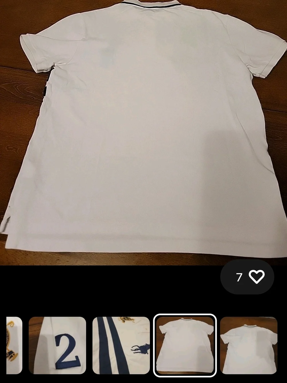 Ralph Lauren White Polo Shirt with Navy Stripes & Pony Logo - Picture 10 of 10